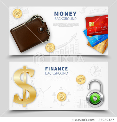 Realistic Money Horizontal Banners - Stock Illustration [27929327] - PIXTA