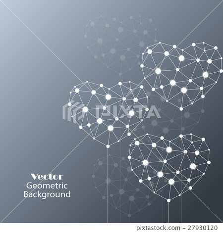 White hearts made of connected lines and dots 27930120