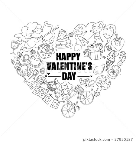 Valentine icon set, freehand drawing illustration Valentine icon set, freehand drawing illustration 27930187