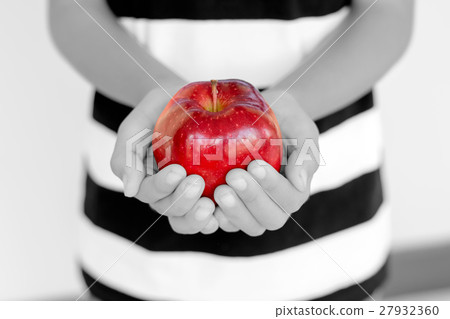red apple in children hands. red apple in children hands. 27932360