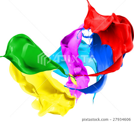 Colored paint splashes isolated on white 27934606