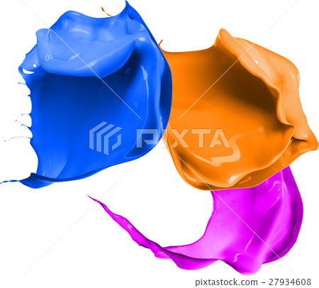 Colored paint splashes isolated on white Colored paint splashes isolated on white 27934608