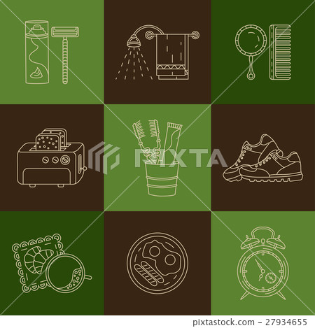 Good morning thin line vector icon set Good morning thin line vector icon set 27934655