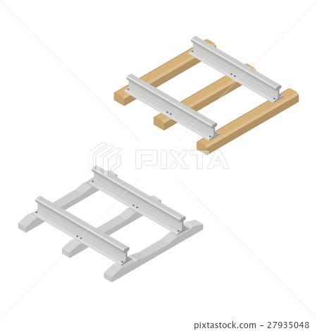 Railroad tracks in isometric, vector illustration. 27935048