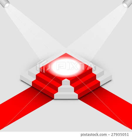 Illuminated square podium isometric, vector 27935051