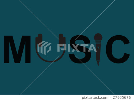 music label with heaphone and microphone 27935676