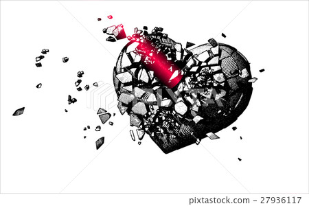 Monochrome engraving broken heart illustration 27936117