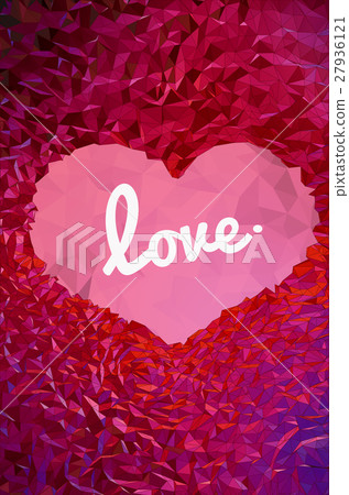 Polygonal heart shape on pink and red BG - Stock Illustration [27936121 ...