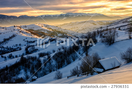 winter landscape in mountainous rural area winter landscape in mountainous rural area 27936331