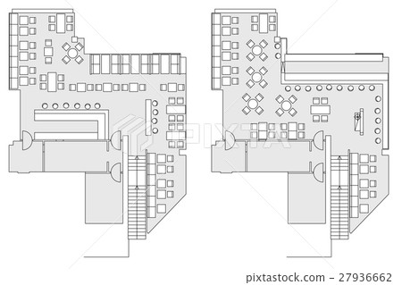 Standard cafe furniture symbols on floor plans Standard cafe furniture symbols on floor plans 27936662