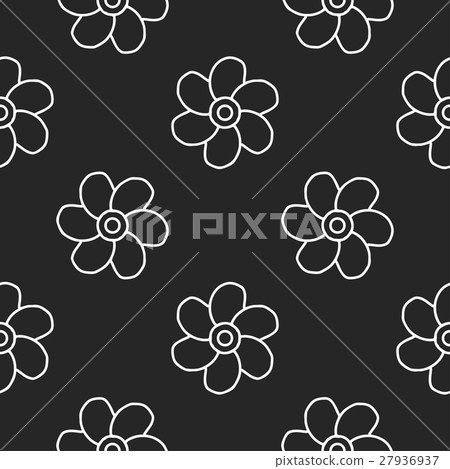 Vector doodle flowers Seamless background - Stock Illustration ...