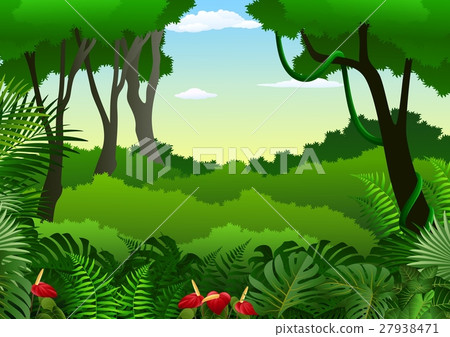 插圖素材: tropical forest background