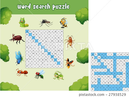 Word search puzzle about bugs animals 27938529