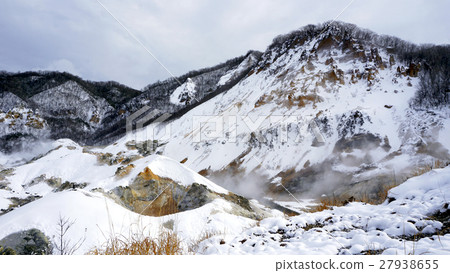 Noboribetsu onsen snow winter landscape valley 27938655