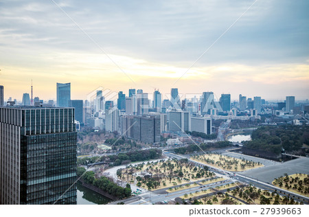 Distant view of contemporary city 27939663