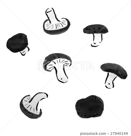 Shiitake Yasai ink painting 27940149