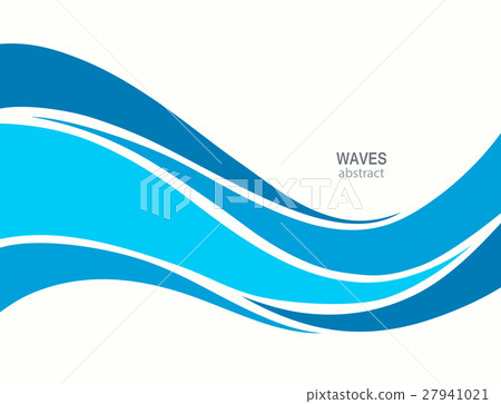 Marine pattern with stylized blue waves on a light 27941021