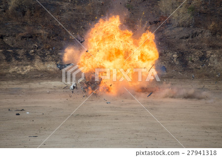 fire and car part blown away in explosion training fire and car part blown away in explosion training 27941318