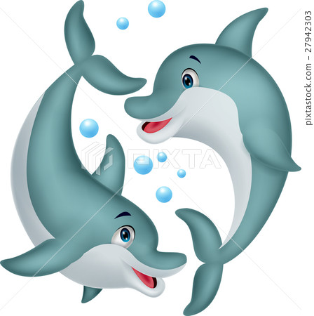 Cute dolphin couple cartoon 27942303