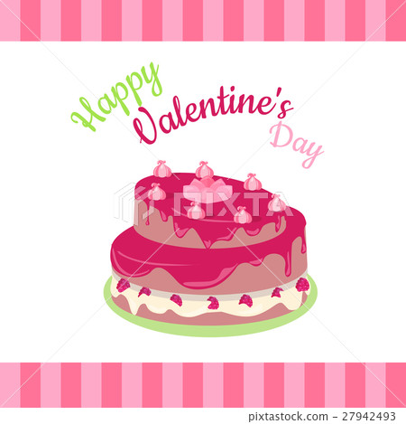 Happy Valentines Day Cake with Strawberries 27942493