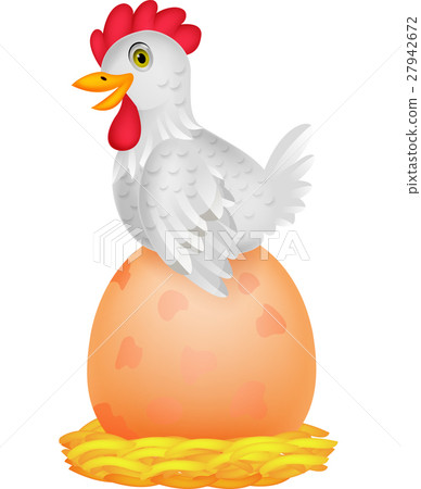 Hen with giant egg 27942672
