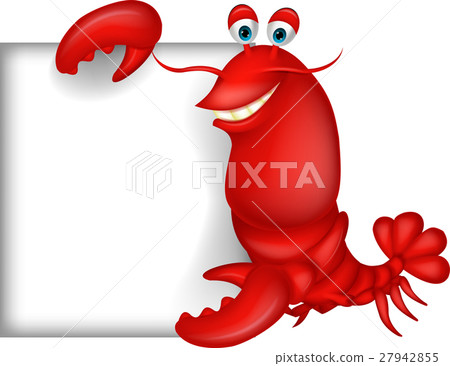 Lobster cartoon with blank sign Lobster cartoon with blank sign 27942855
