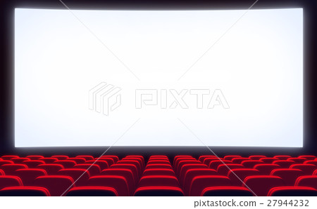 Empty cinema and white screen 27944232