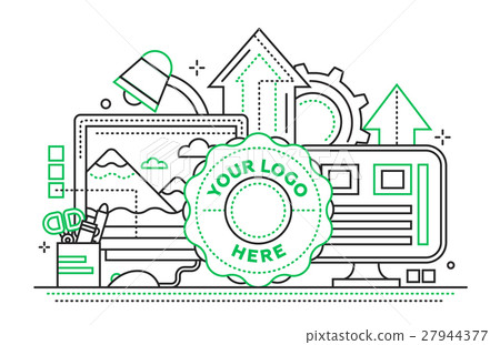 Logo Template, image Processing - flat line design - Stock Illustration ...