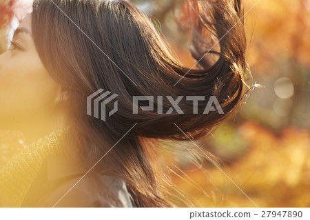 A woman enjoying autumn leaves 27947890