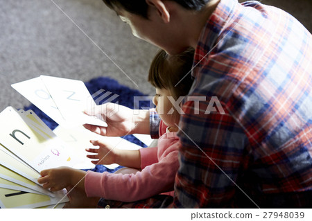 Image of father who teaches children to study 27948039
