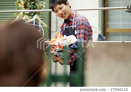 Husband's housekeeper greeting neighbors 27948138