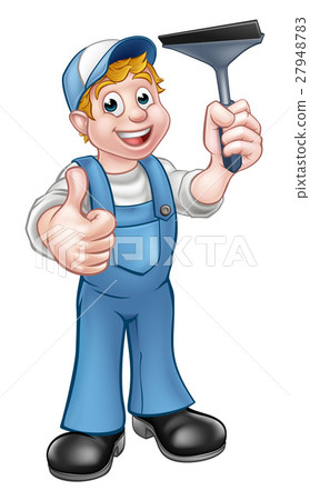 Window Cleaner Holding Squeegee Window Cleaner Holding Squeegee 27948783