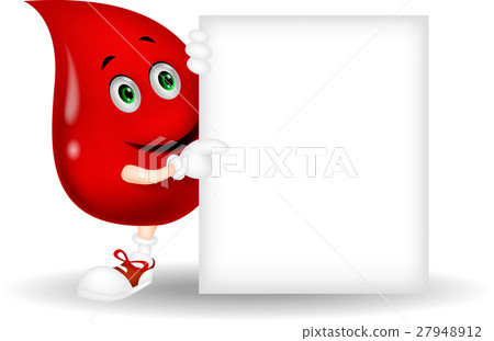 Blood cartoon character with blank sign Blood cartoon character with blank sign 27948912