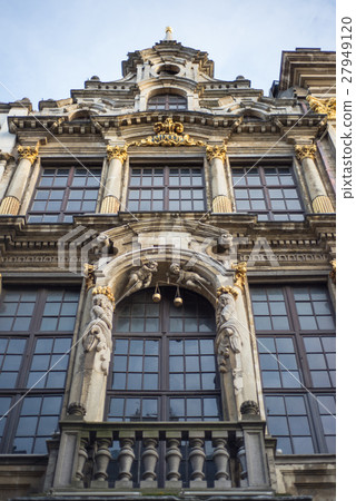 Wall of medieval gothic city hall in Grand Place 27949120