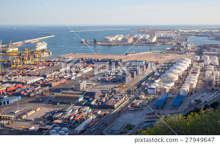 Landscape from bird view of industrial port. Landscape from bird view of industrial port. 27949647