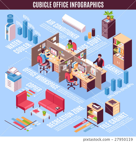 Cubicle Office Infographics Isometric Layout 27950119