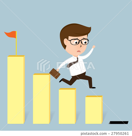 Businessman jump off falling down chart 27950261