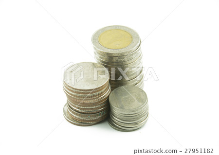 Thailand coins money on a white background. Thailand coins money on a white background. 27951182