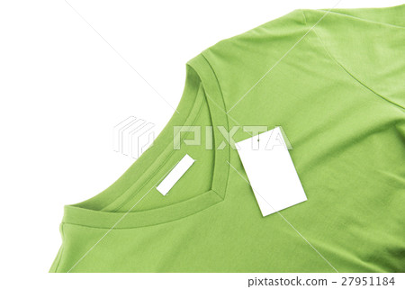 Green T-shirt and blank label. Green T-shirt and blank label. 27951184