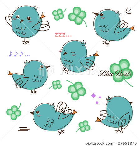 Blue bird illustration set 27951879