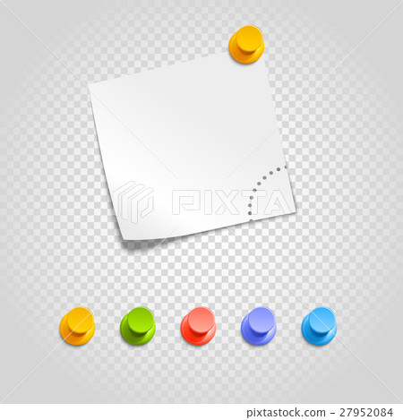 Color pins and paperclip isolated on transparent Color pins and paperclip isolated on transparent 27952084