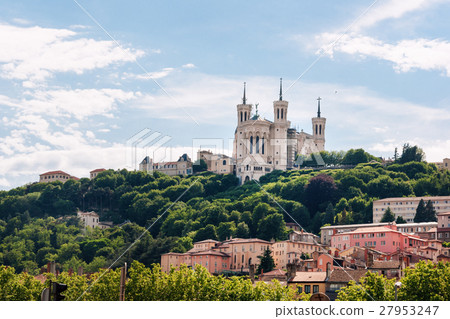 Colorful houses of Lyon and Fourviere Basilica 27953247