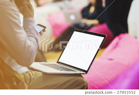 Modern work space concept - man with a laptop Modern work space concept - man with a laptop 27953552