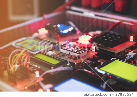 technology concept - warm tones and sun flare technology concept - warm tones and sun flare 27953554