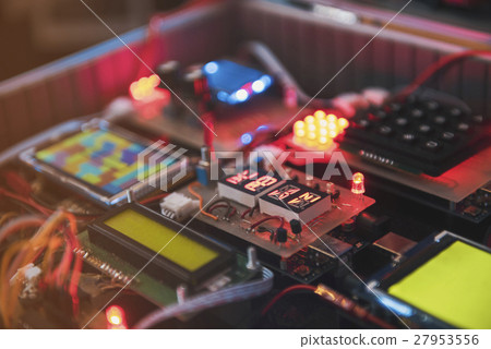 technology concept - warm tones and sun flare technology concept - warm tones and sun flare 27953556