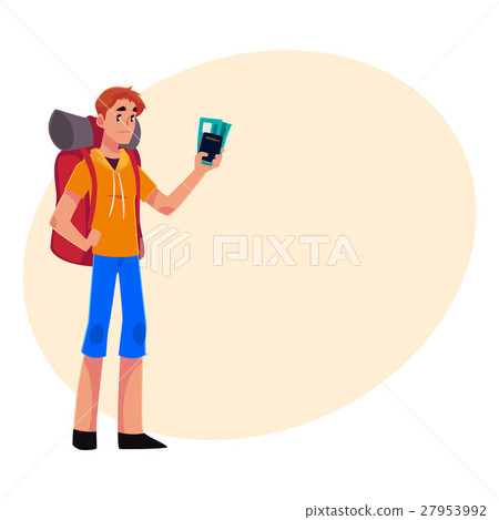 Young traveler, backpacker, hitchhiker holding 27953992