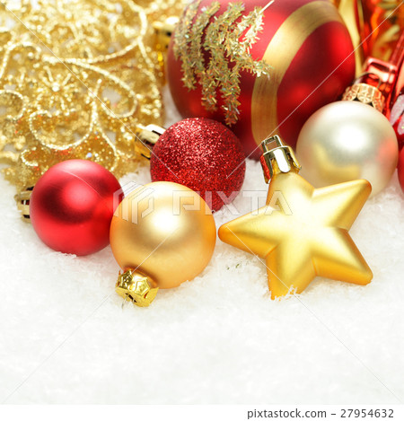 Christmas background, decorations border on snow Christmas background, decorations border on snow 27954632