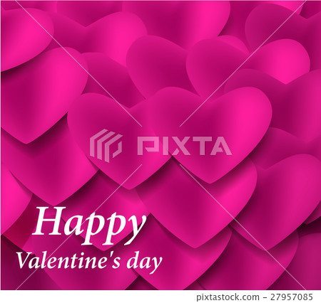 Valentines , pink paper hearts. Vector 27957085