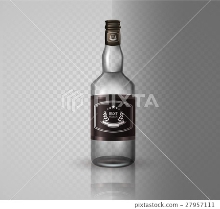 Glass brandy  bottle with screw cap, isolated o 27957111