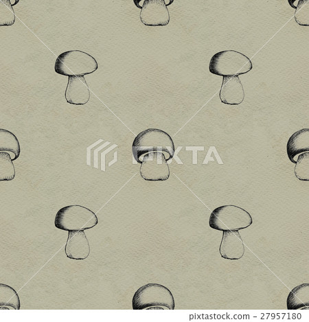 Hand drawn seamless pattern with mushrooms. 27957180